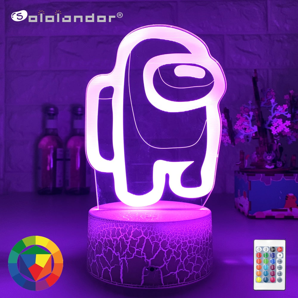 New Hot Friends Game Among us LOGO 3D Illusion Desktop Lamp Coffee Table Decor LED Sensor Lights Atmosphere Bedside Night Lamps