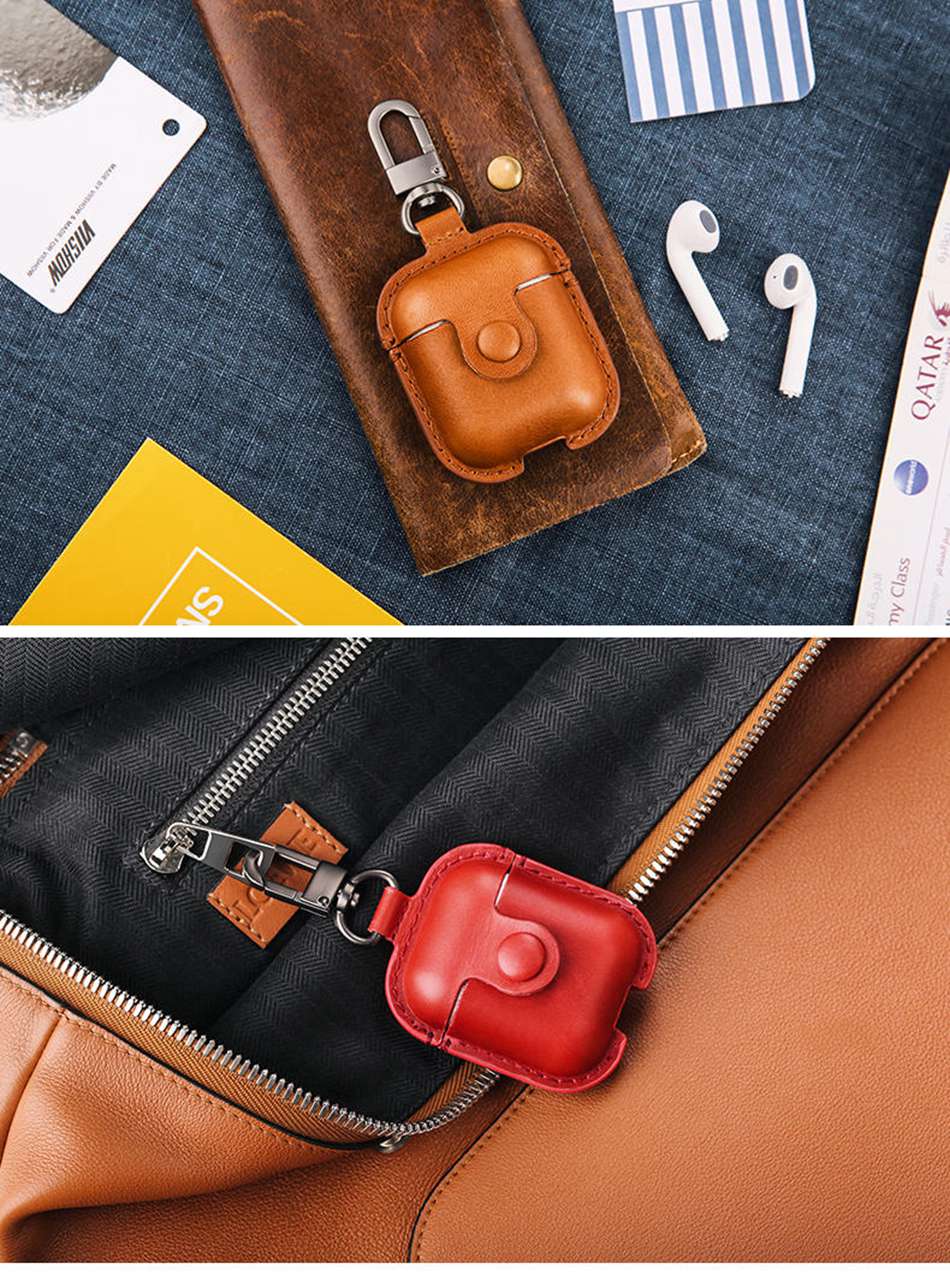 Headphone Case For Airpods Leather Case Luxury Genuine Cover For Apple AirPods 2 Case Air pods Earpods Accessories Earphone Bags