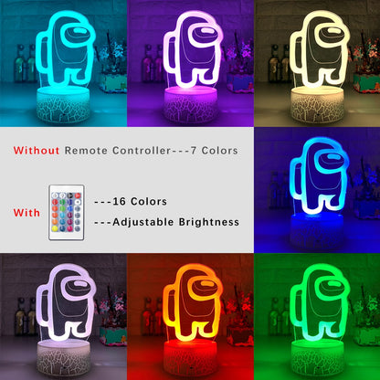 New Hot Friends Game Among us LOGO 3D Illusion Desktop Lamp Coffee Table Decor LED Sensor Lights Atmosphere Bedside Night Lamps